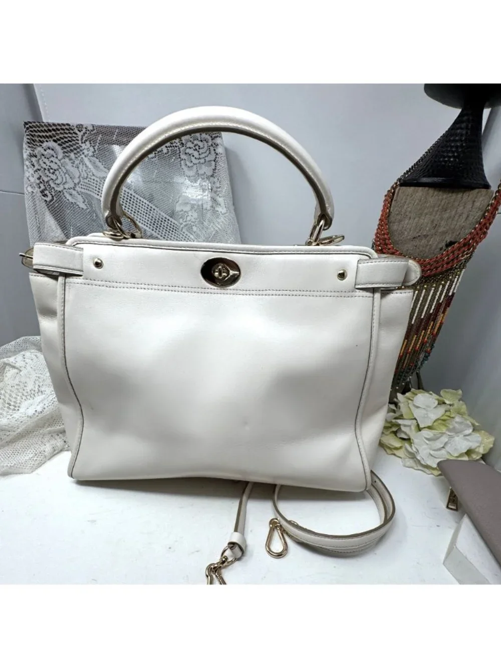 Coach Gramercy Studded Satchel  Color Chalk